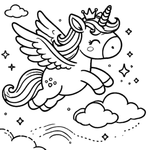 Unicornio volador con alas